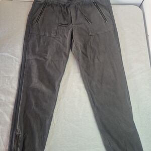 Womens Athleta Size 6 Zip Joggers with Drawstring Gray Athletic Pants